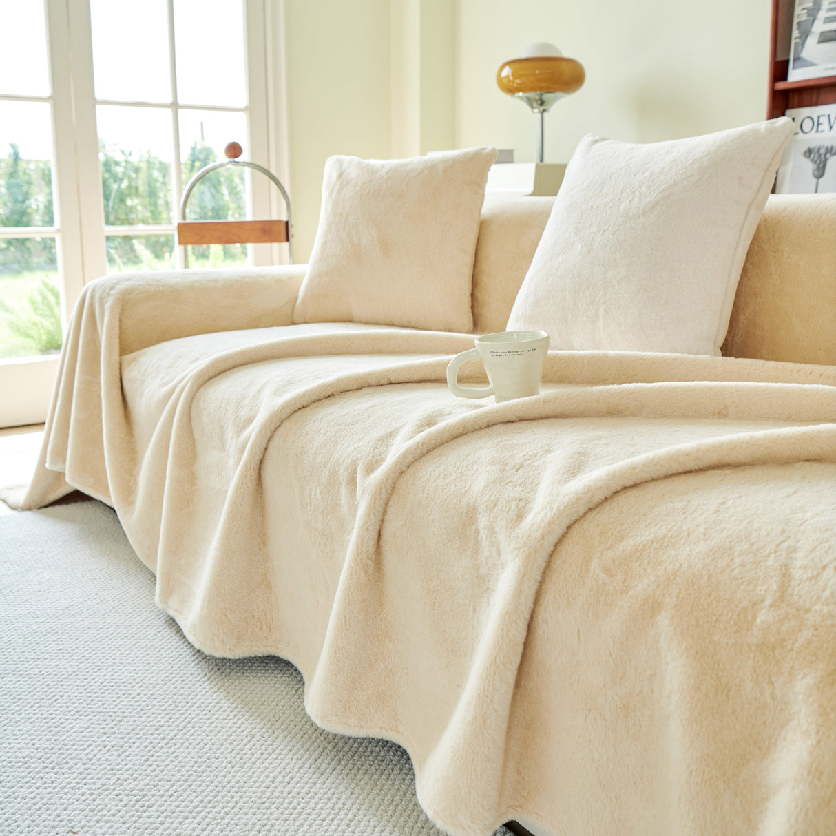 Faux Fur Smooth Plush Comfy Couch Covers, Soft Thicked Durable Blankets and Throws for Sofas