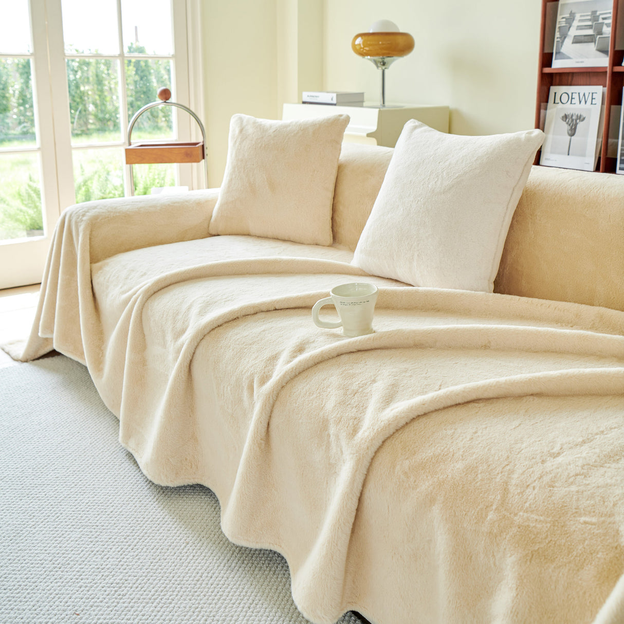 Faux Fur Smooth Plush Comfy Couch Covers, Soft Thicked Durable Blankets and Throws for Sofas