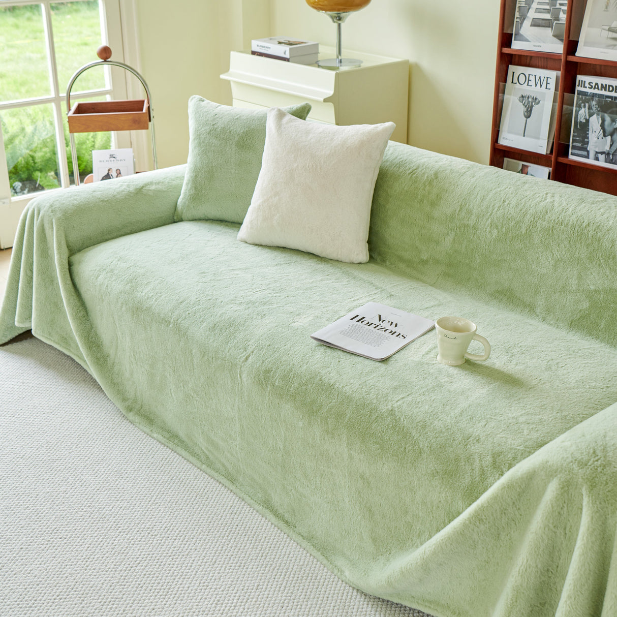 Faux Fur Smooth Plush Comfy Couch Covers, Soft Thicked Durable Blankets and Throws for Sofas