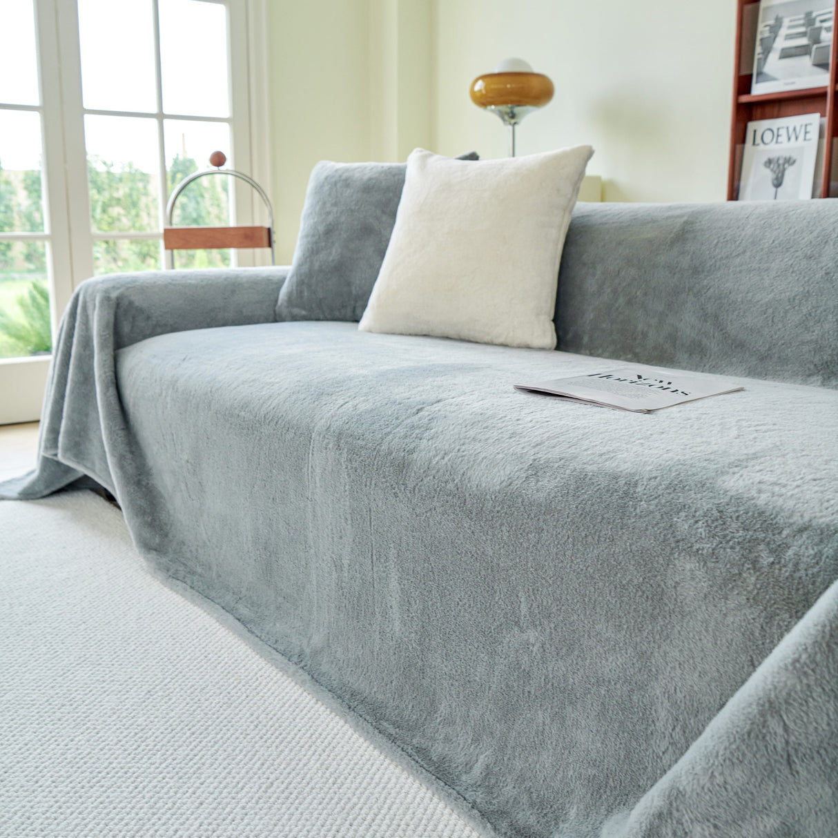 Faux Fur Smooth Plush Comfy Couch Covers, Soft Thicked Durable Blankets and Throws for Sofas
