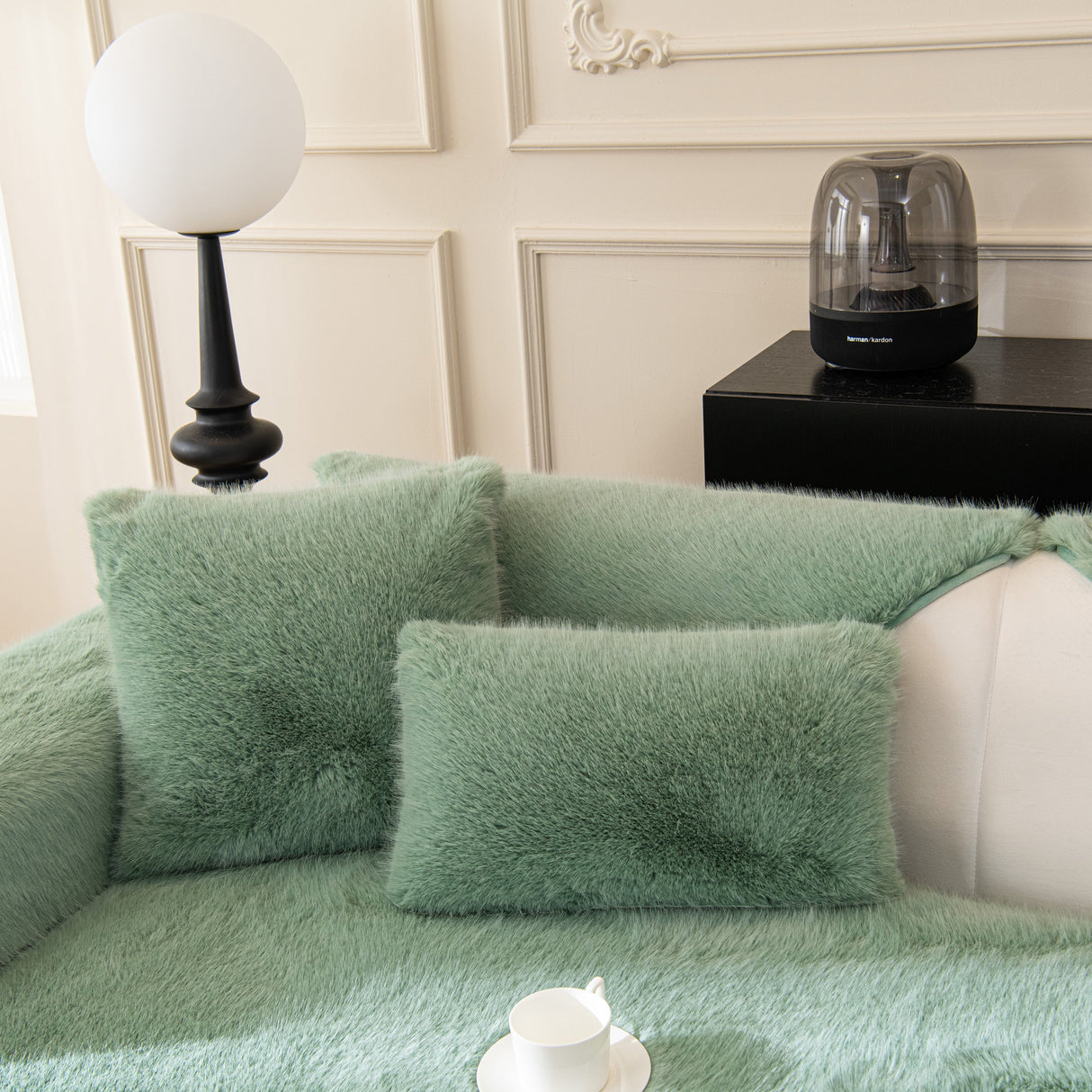 Faux Mink Velvet Luxury Fluffy Sofa Cushion, Winter Warm Thick Plush Non-slip Sofa Covers