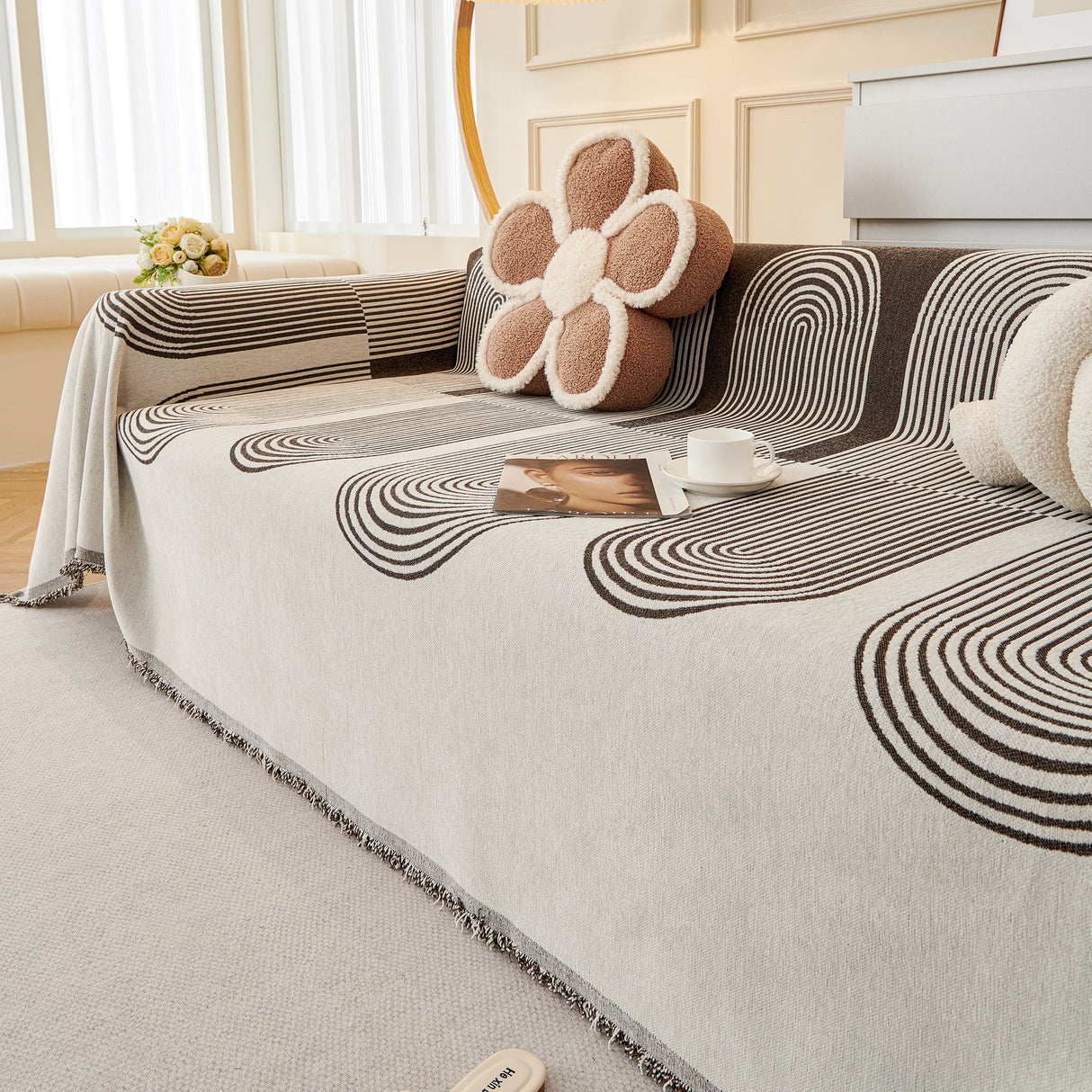 Chenille Boho Geometric Sofa Throw Cover Luxury Throws for Sofas Cat Proof Slipcovers Couch Covers