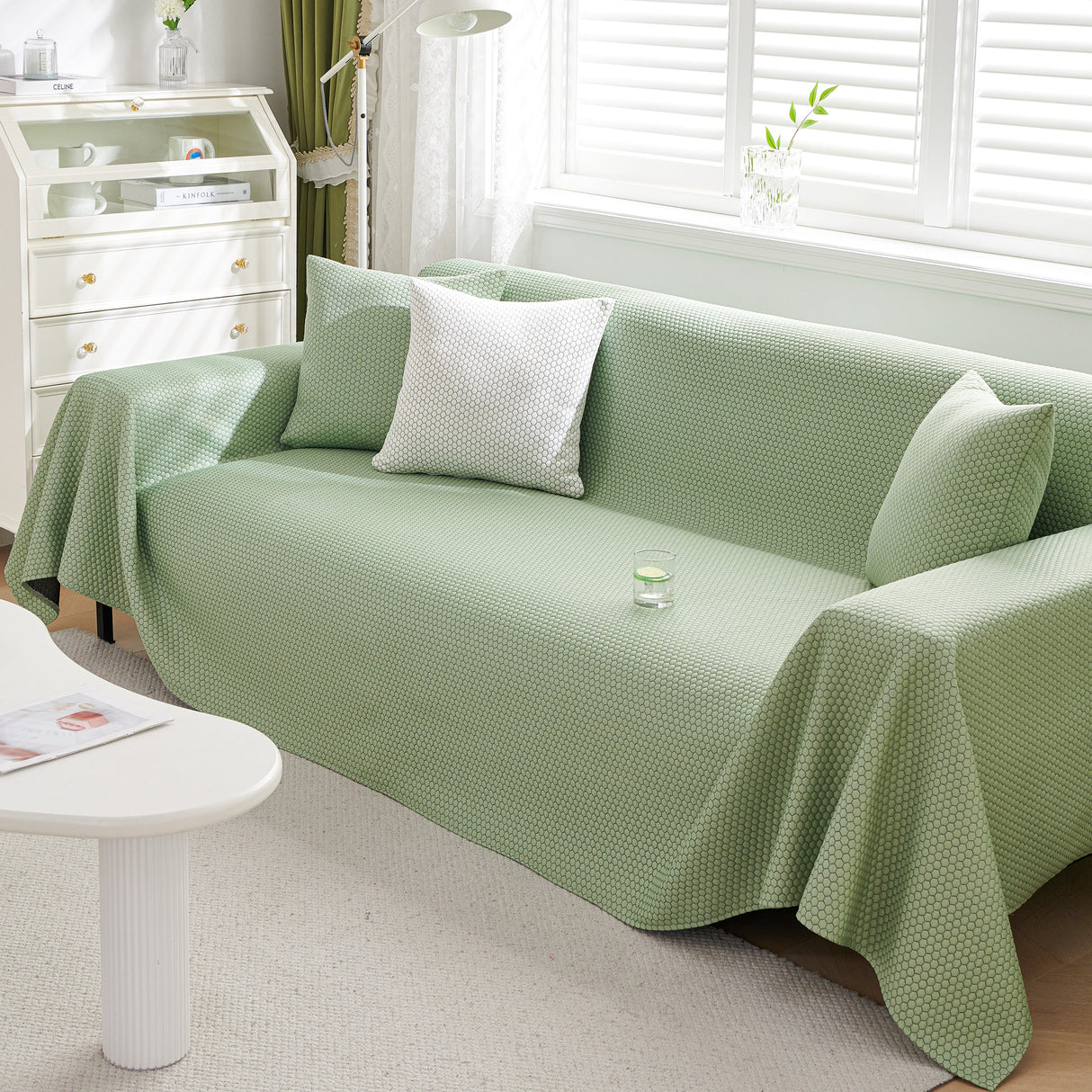 Summer Cool Dotted Cat Scratch Resistant Sofa Cover Blanket, Luxury Large Blanket Covers for Couch