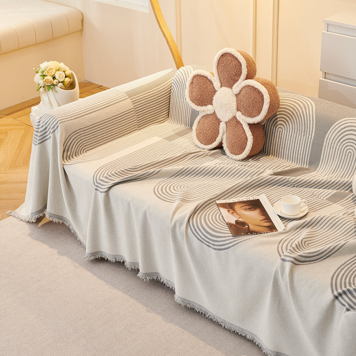 Chenille Boho Geometric Sofa Throw Cover Luxury Throws for Sofas Cat Proof Slipcovers Couch Covers