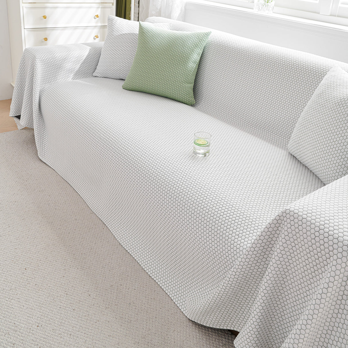 Summer Cool Dotted Cat Scratch Resistant Sofa Cover Blanket, Luxury Large Blanket Covers for Couch