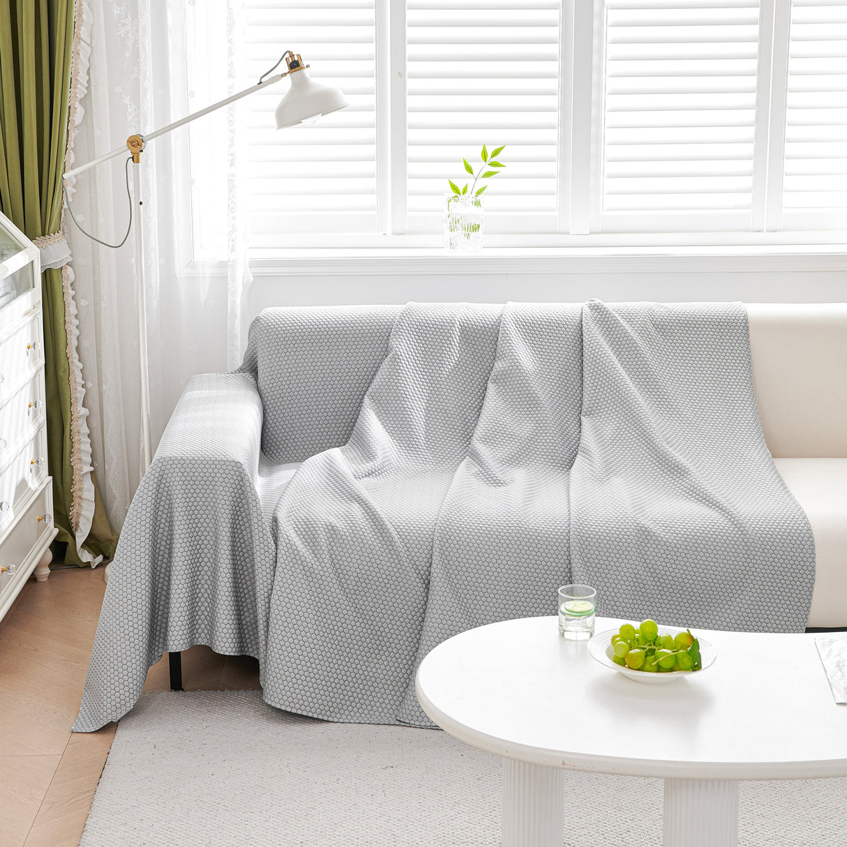 Summer Cool Dotted Cat Scratch Resistant Sofa Cover Blanket, Luxury Large Blanket Covers for Couch