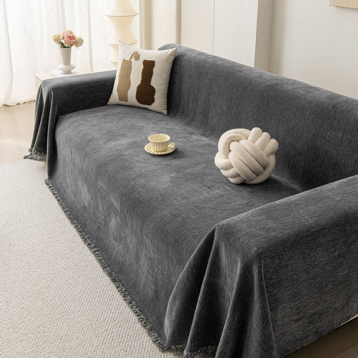 Soft Textured Couch Cover Slipcover Blanket, Modern Couch Covers for Dogs Washable