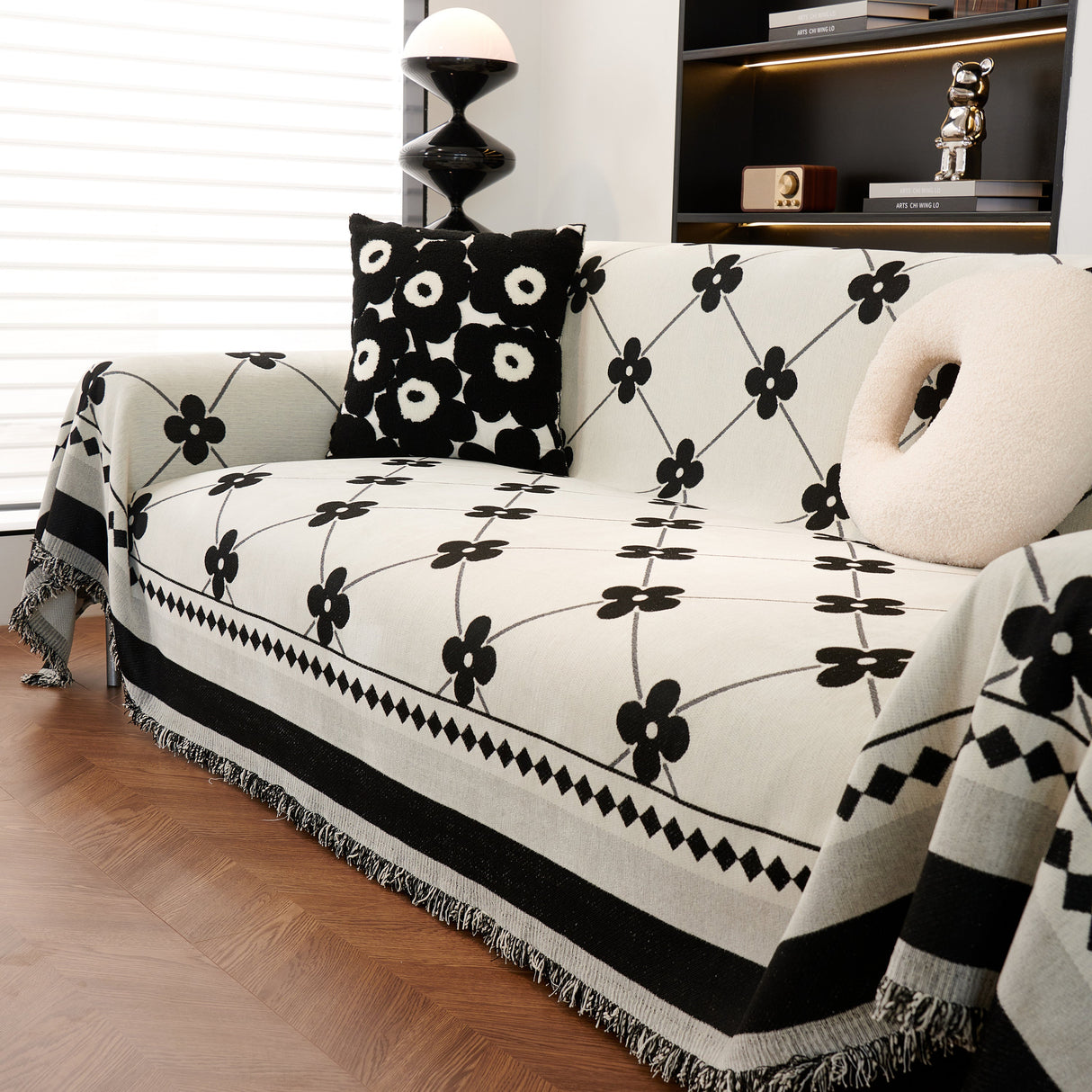 Comfy Four-Leaf Clover Hope Faith Love Luck Blanket for Couch, Chenille Scratch Proof Sofa Blanket Covers