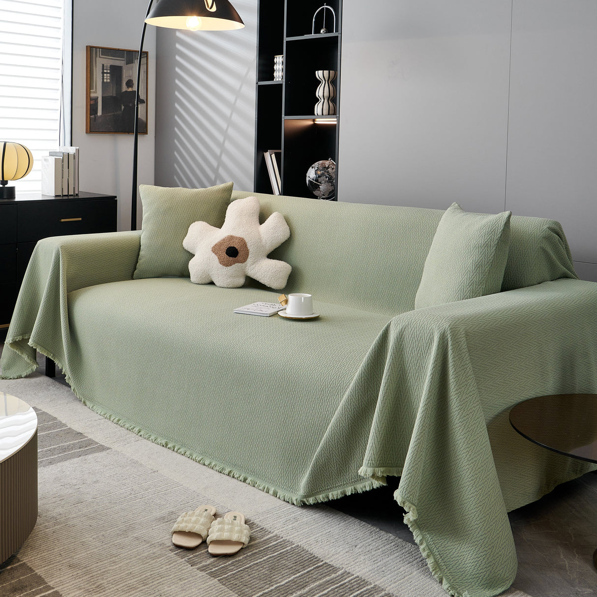 Waterproof Scratch Proof Herringbone Large Throw Blanket for Couch, Chenille Couch Cushion Covers for Pets