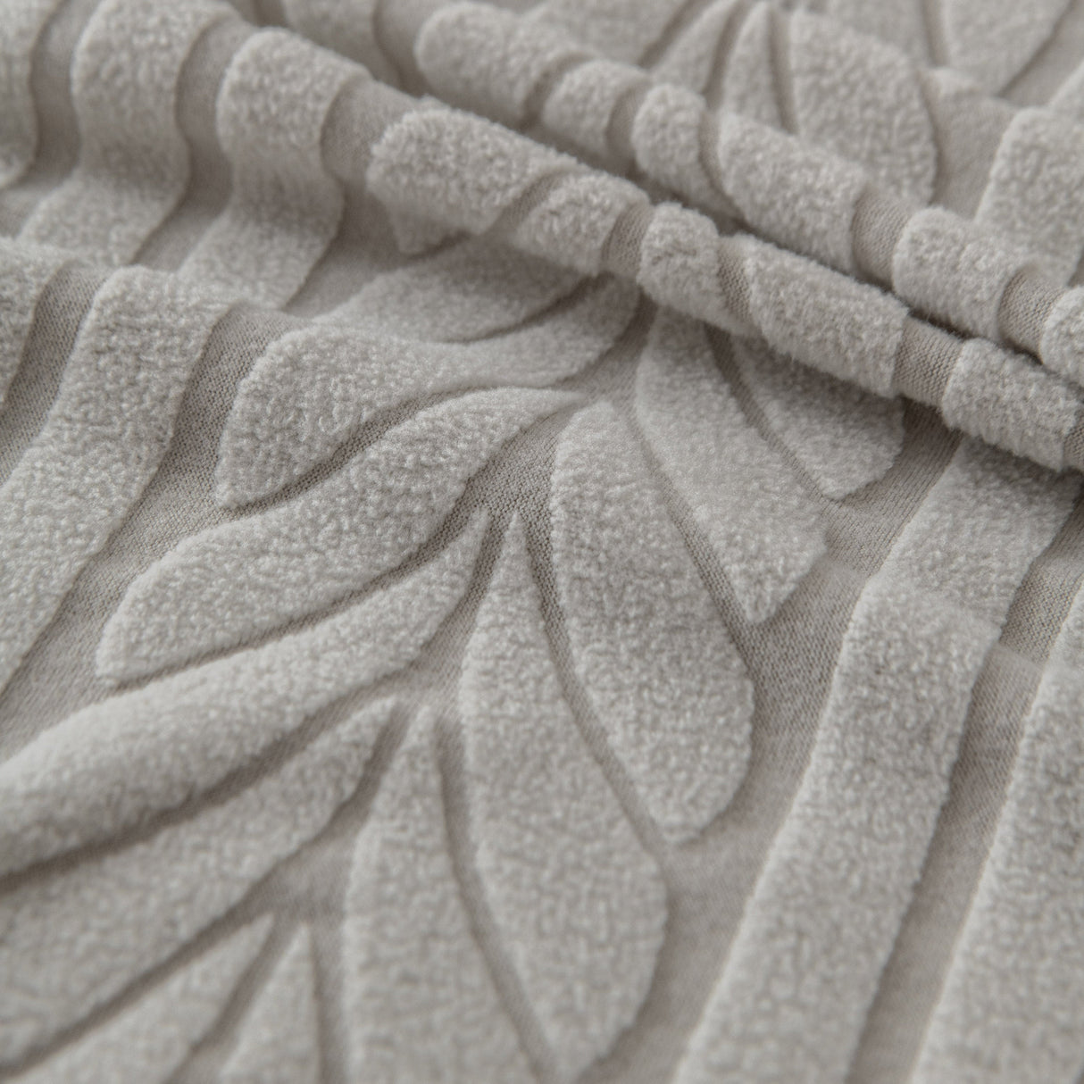 Plush Fleece Sofa Slipcover with 3D Wheat Pattern, Cozy High-Stretch Couch Cover