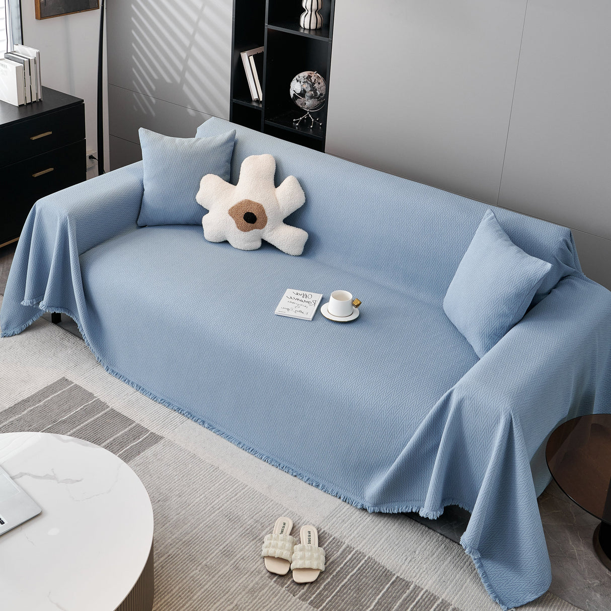 Waterproof Scratch Proof Herringbone Large Throw Blanket for Couch, Chenille Couch Cushion Covers for Pets