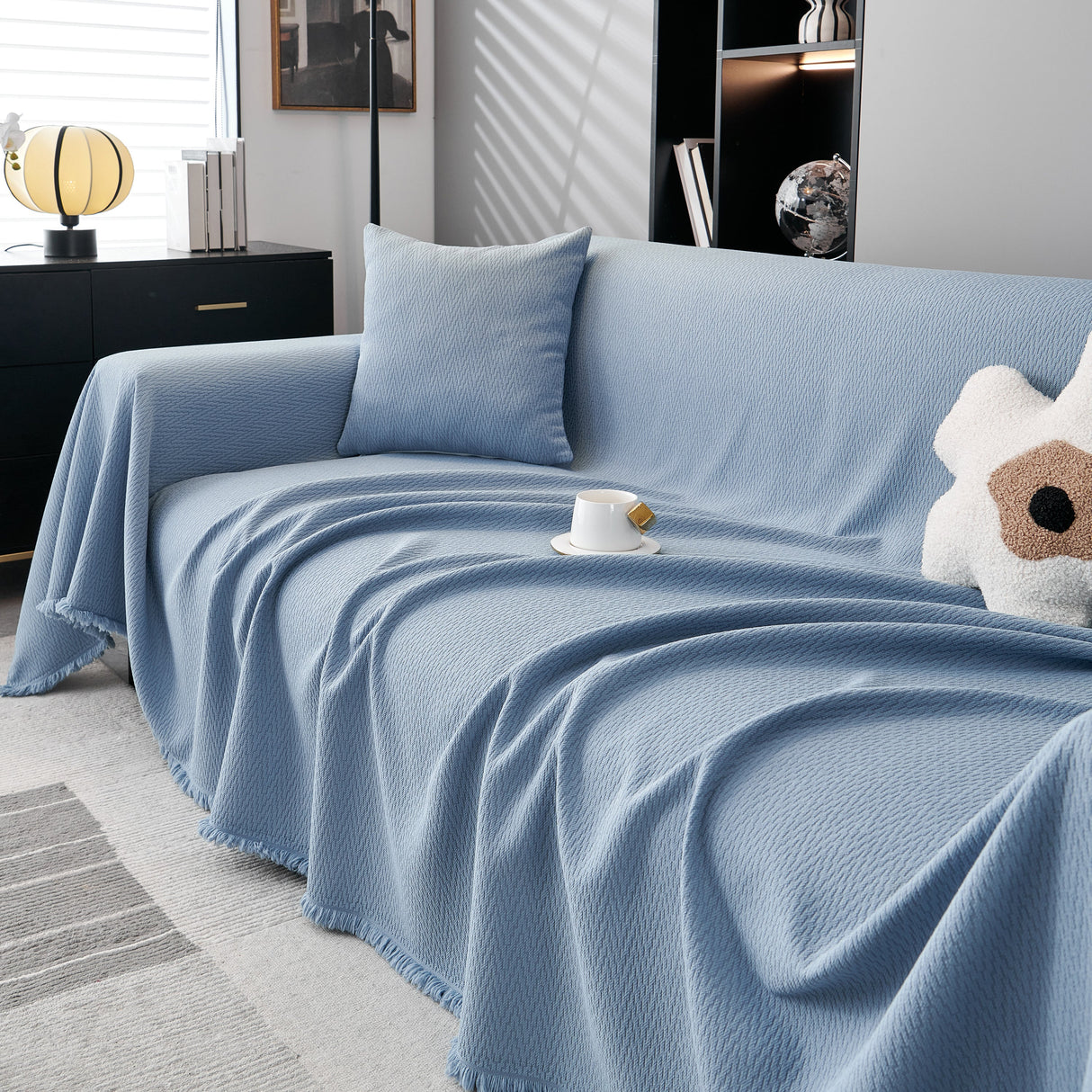 Waterproof Scratch Proof Herringbone Large Throw Blanket for Couch, Chenille Couch Cushion Covers for Pets