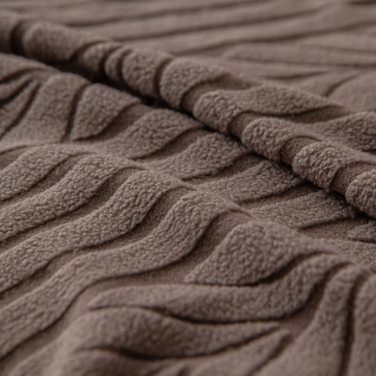 Plush Fleece Sofa Slipcover with 3D Wheat Pattern, Cozy High-Stretch Couch Cover