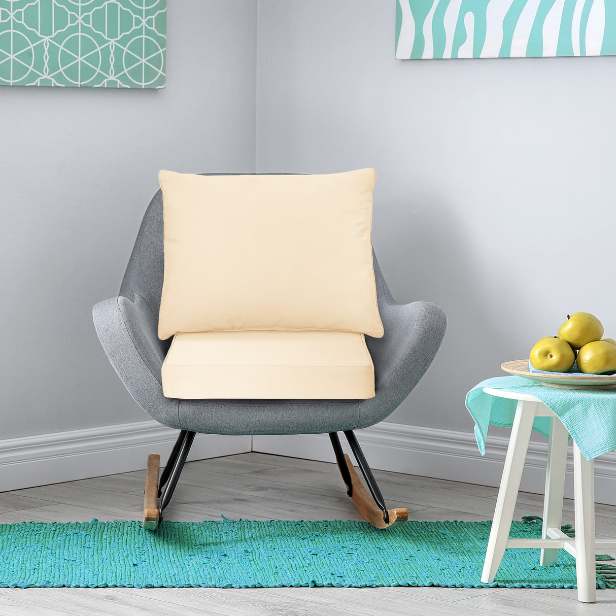 Deep Seat Chair Cushion Pads Set with Rope Belts for Indoor and Outdoor-Turquoise
