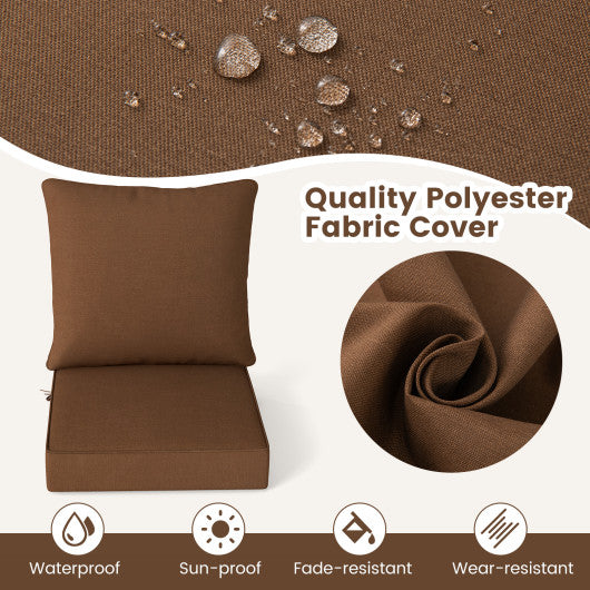 Deep Seat Chair Cushion Pads Set with Rope Belts for Indoor and Outdoor-Brown