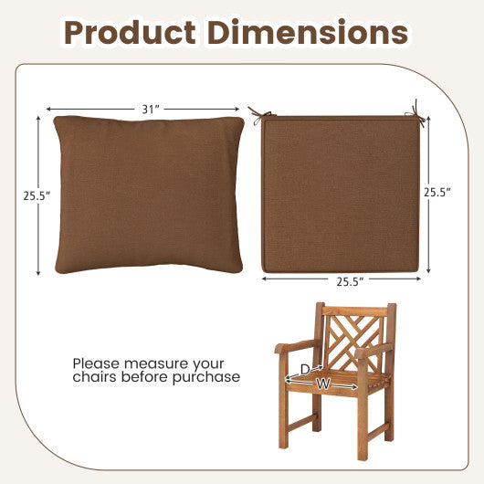 Deep Seat Chair Cushion Pads Set with Rope Belts for Indoor and Outdoor-Brown