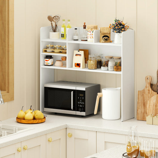 Desktop Bookshelf Countertop Storage Hutch with 6 Shelves-White