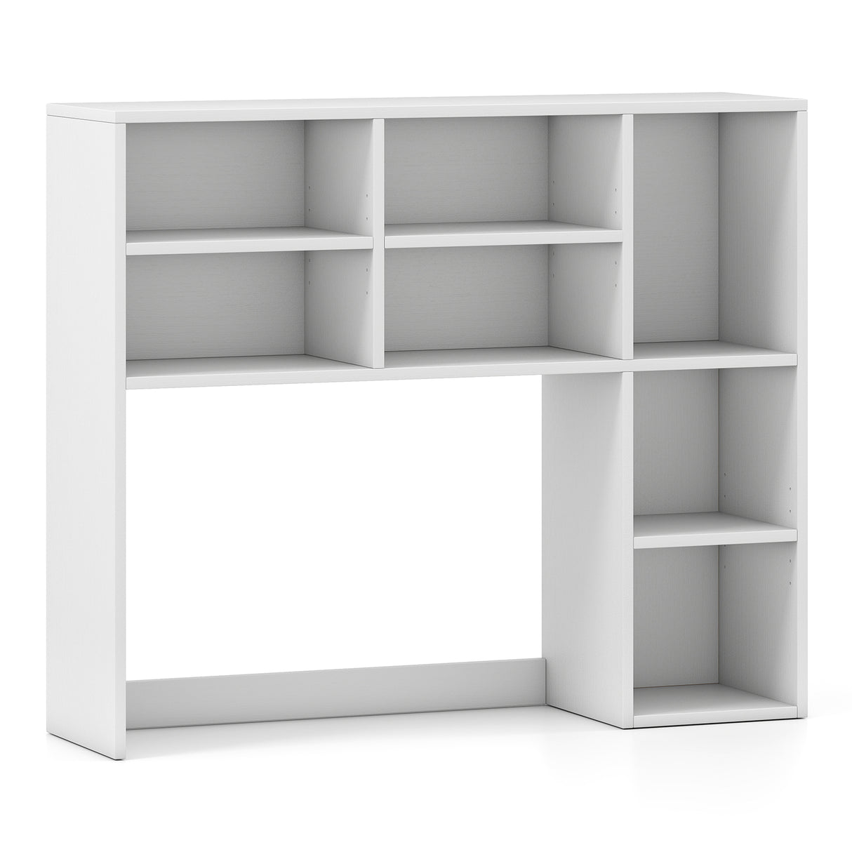 Desktop Bookshelf with 7 Open Cubbies and 3 Adjustable Shelves-White