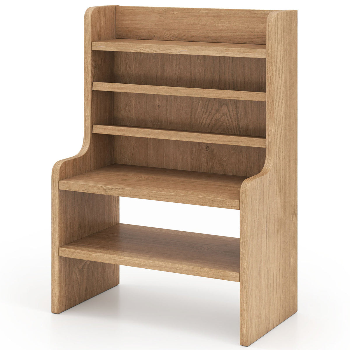 Desktop Organizer 6-Tier Mini Storage Rack with 2 Removable Shelves-Natural