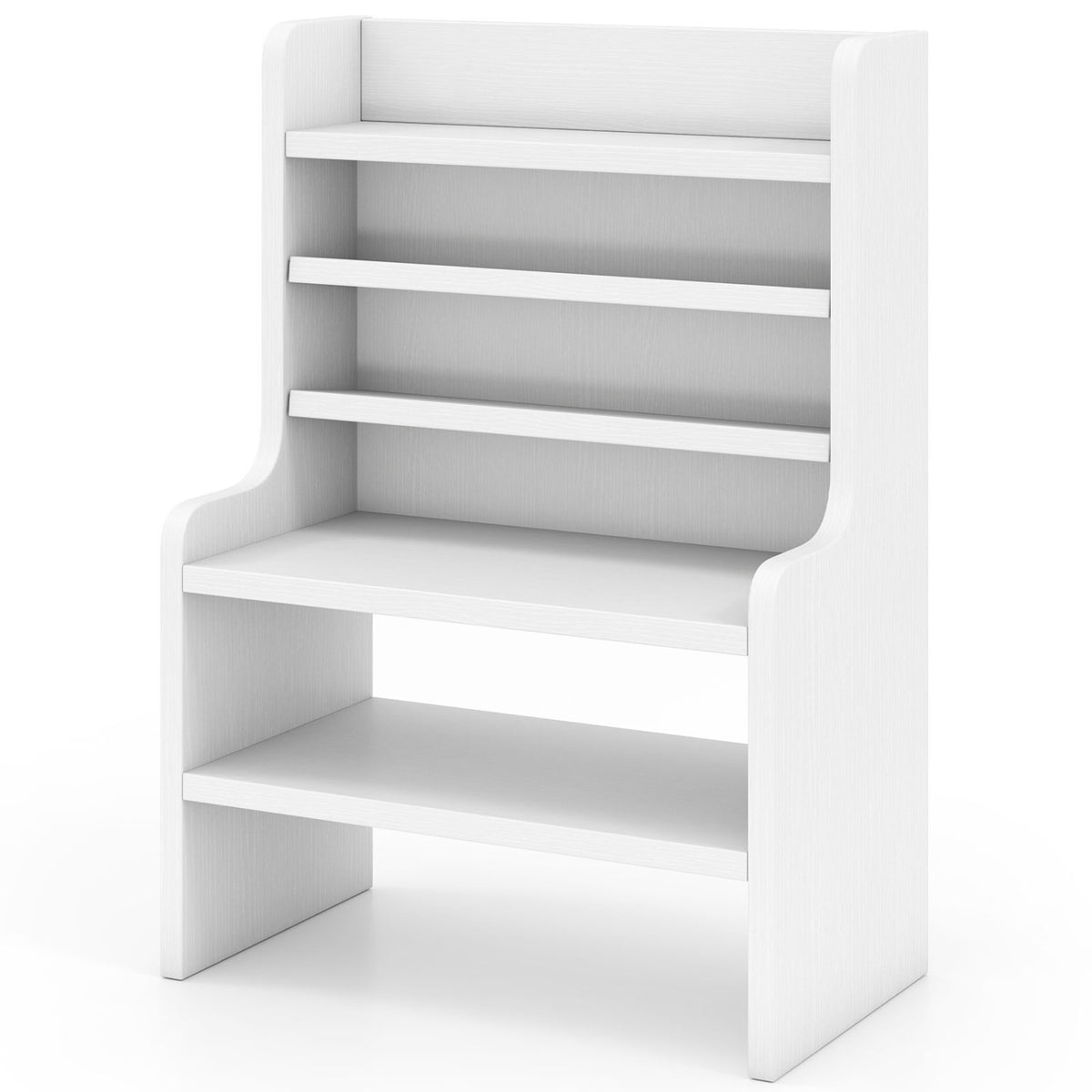 Desktop Organizer 6-Tier Mini Storage Rack with 2 Removable Shelves-White
