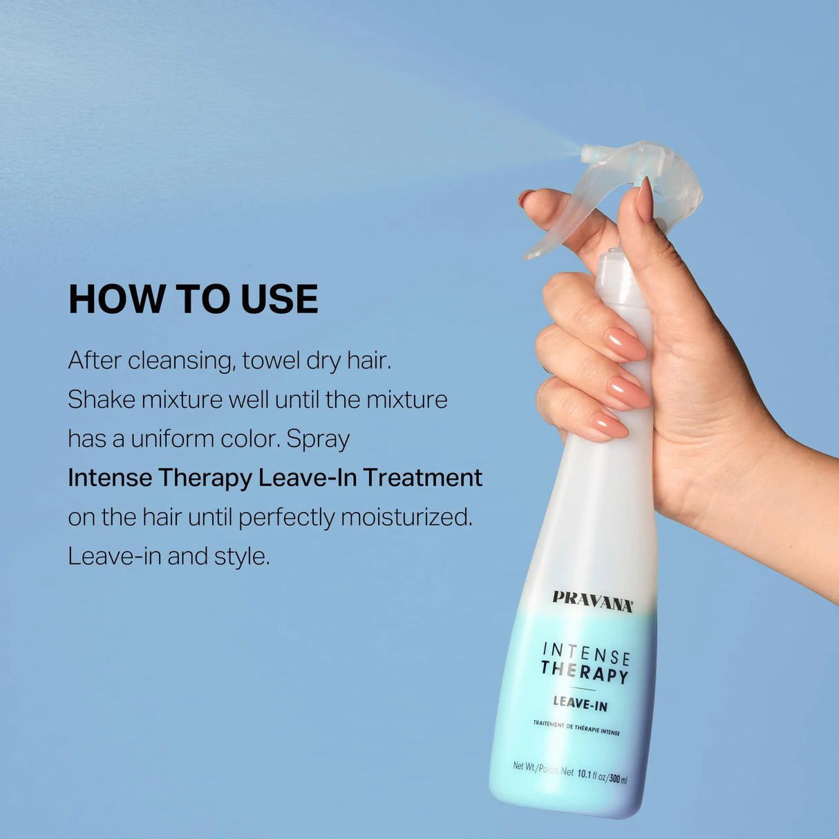 PRAVANA Intense Therapy Leave-In Conditioner Spray Treatment & Detangler | Instantly Detangles & Hydrates | Equalizes Hair Porosity | For All Hair Types | Strengthens & Softens Hair 10.1 Fl Oz (Pack of 1)