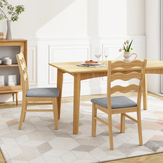 Dining Chair Set of 2 Linen Fabric Upholstered Kitchen Chairs with Padded Seat-Natural