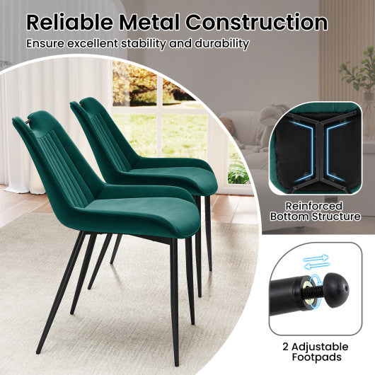 Dining Chair Set of 4 Faux Leather Upholstered Kitchen Chairs with Metal Legs-Turquoise