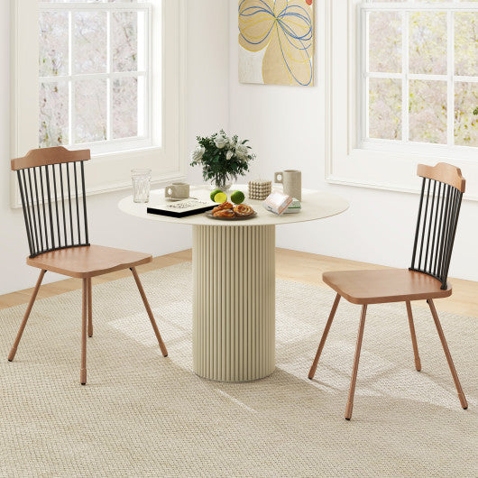 Dining Chair with Spindle Back and Ergonomic Contoured Seat Set of 2-Natural