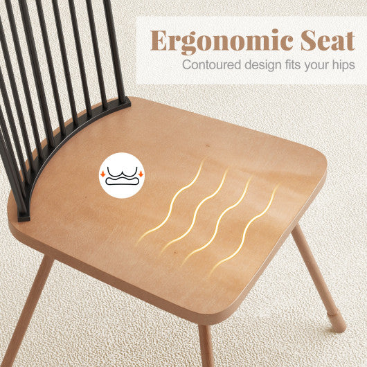 Dining Chair with Spindle Back and Ergonomic Contoured Seat Set of 2-Natural