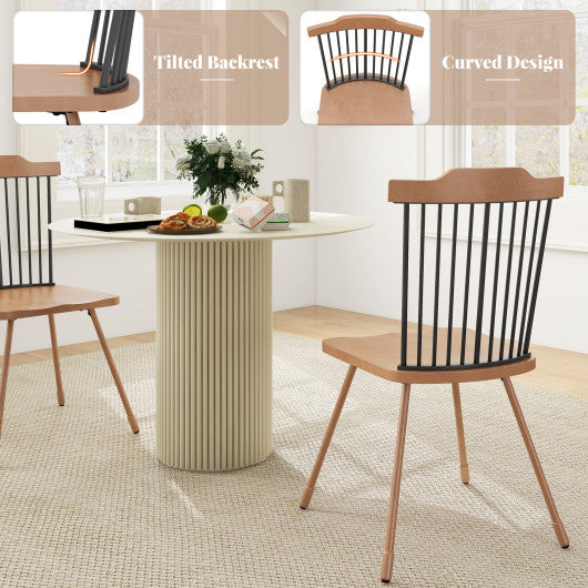 Dining Chair with Spindle Back and Ergonomic Contoured Seat Set of 2-Natural
