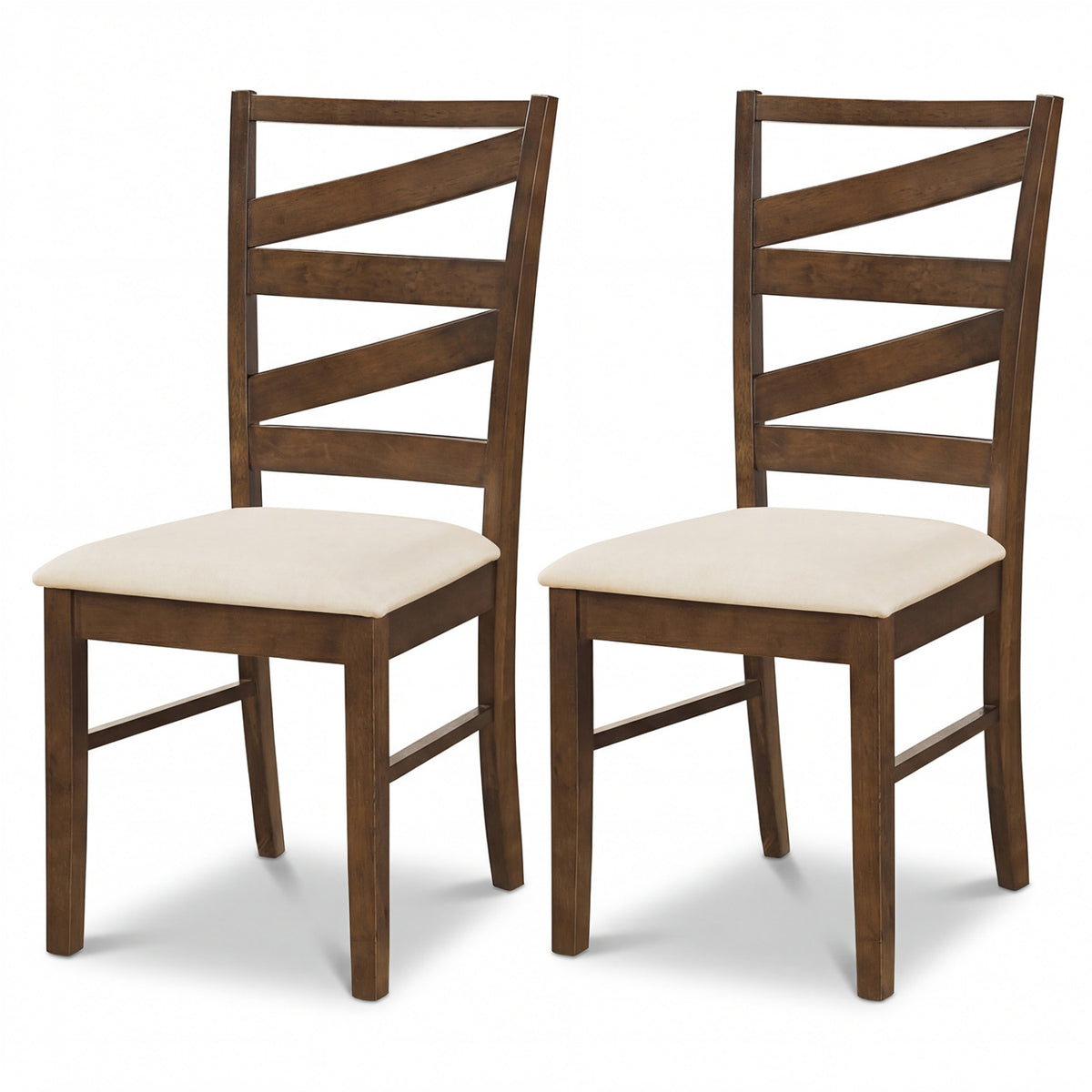 Dining Chairs Set of 2 with Backrests and Rubber Wood Frames-Brown