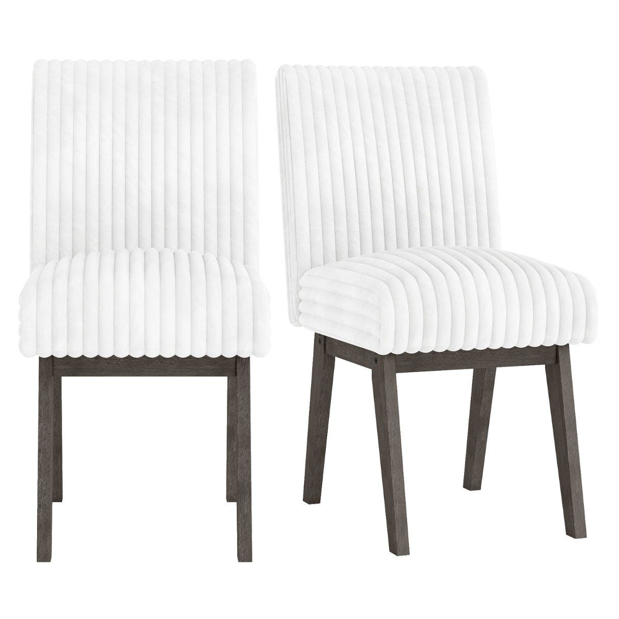Dining Chairs Set of 2 Fabric Upholstered Kitchen Chairs with Padded Seatand Rubber Wood Legs-Gray & White