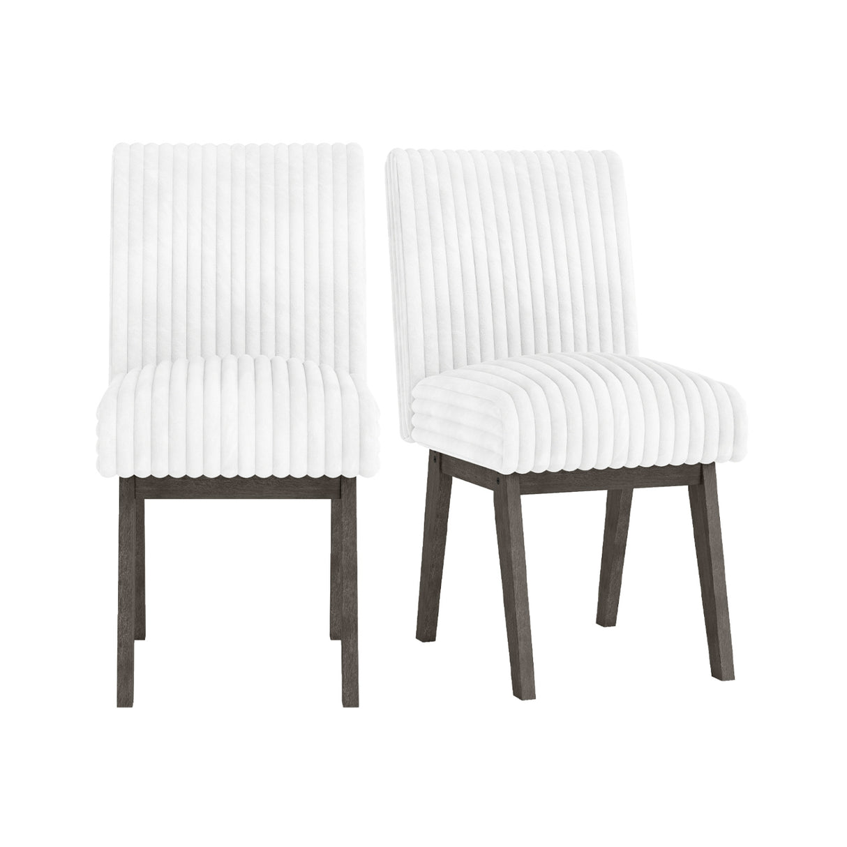 Dining Chairs Set of 2 Fabric Upholstered Kitchen Chairs with Padded Seatand Rubber Wood Legs-Gray & White