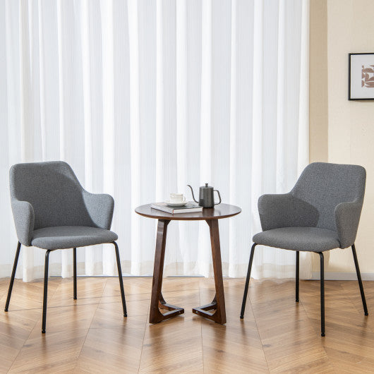 Dining Chairs Set of 2 with Curved Backrest Wide Seat and Armrests-Gray