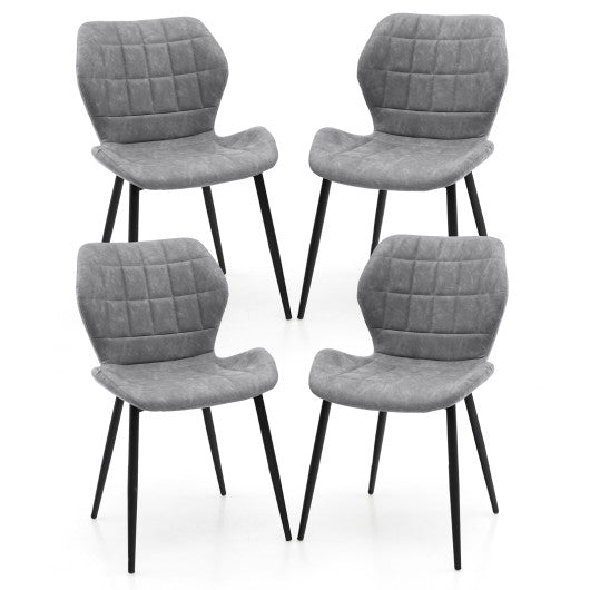 Dining Chairs Set of 2 with Padded Back Metal Legs and Adjustable Foot Pads-Gray