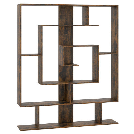 7-Tier Bookshelf  Open Display Shelf Rack for Home Office-Rustic Brown