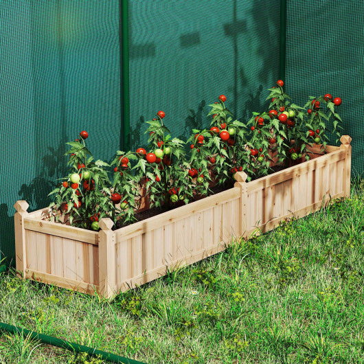 91 x 24 x 16 Inch Divisible Planter Box with Corner Drainage and Non-woven Liner for Growing Vegetables-Natural