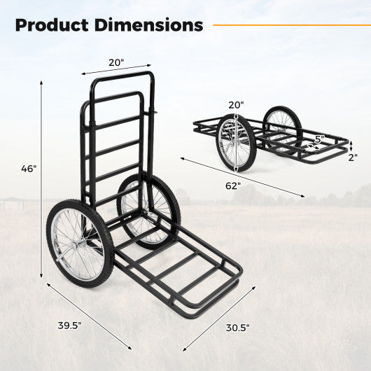 Double-Layer Deer Cart with 20 Inch Rubber Wheels