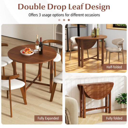Dual Drop Leaf Dining Table for Small Spaces-Walnut