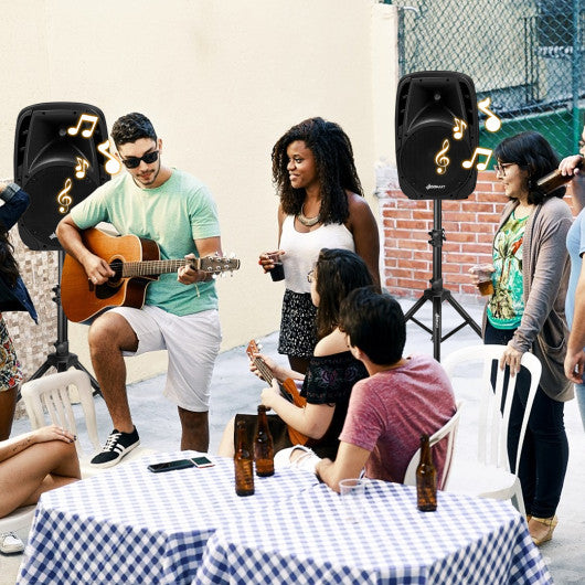 Dual 10 Inch 1600W Powered Mic Speaker Speakers with Bluetooth