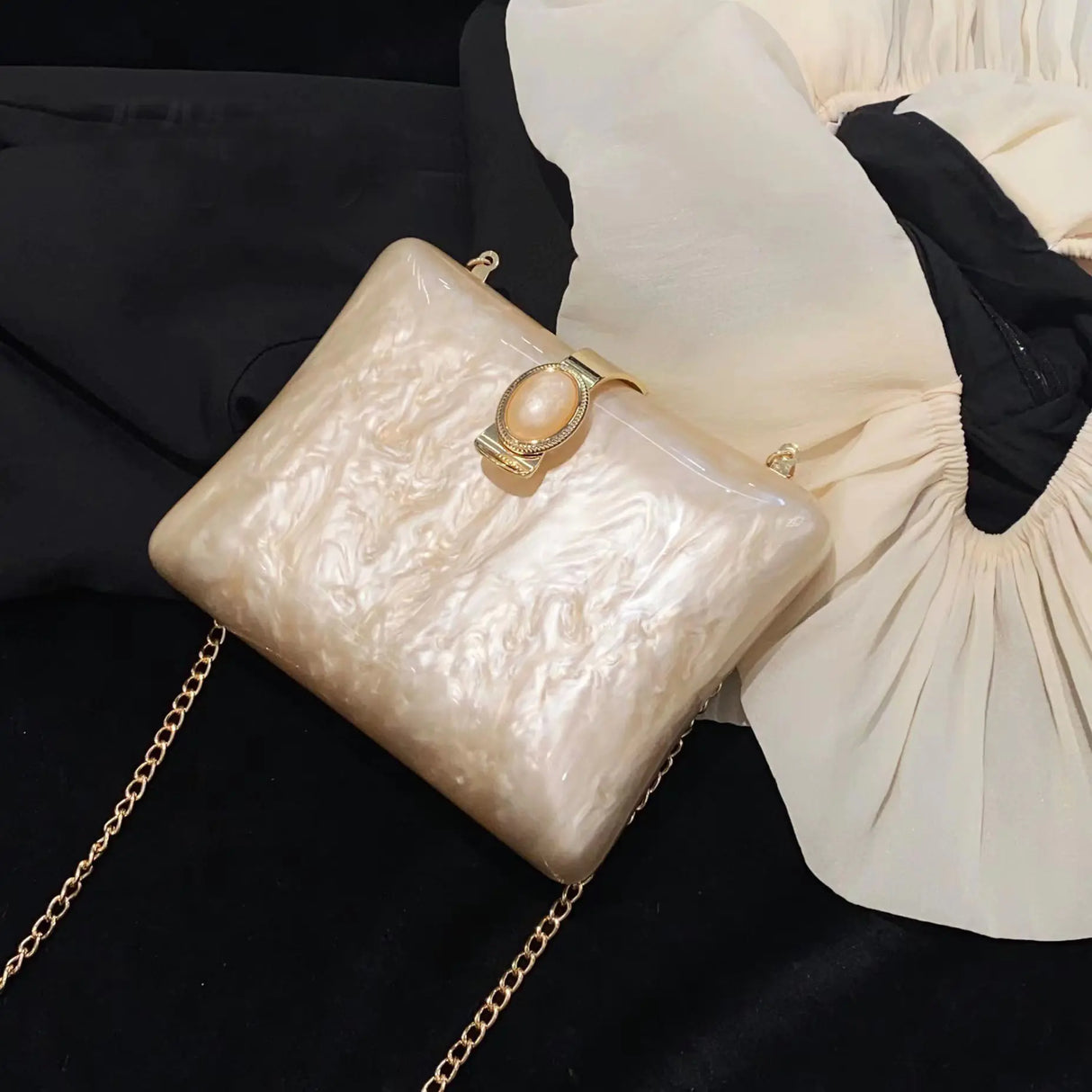 Luxury Pearl White Acrylic Evening Bag for Women