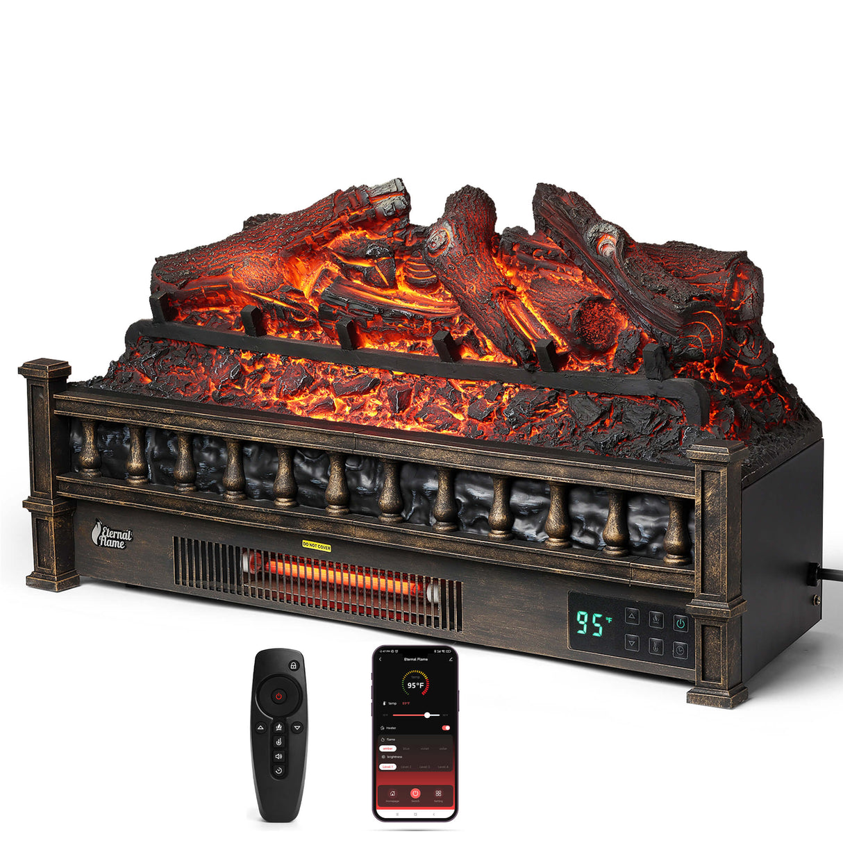 Eternal Flame EF26-LG Smart Electric Fireplace Logs, WiFi Enabled