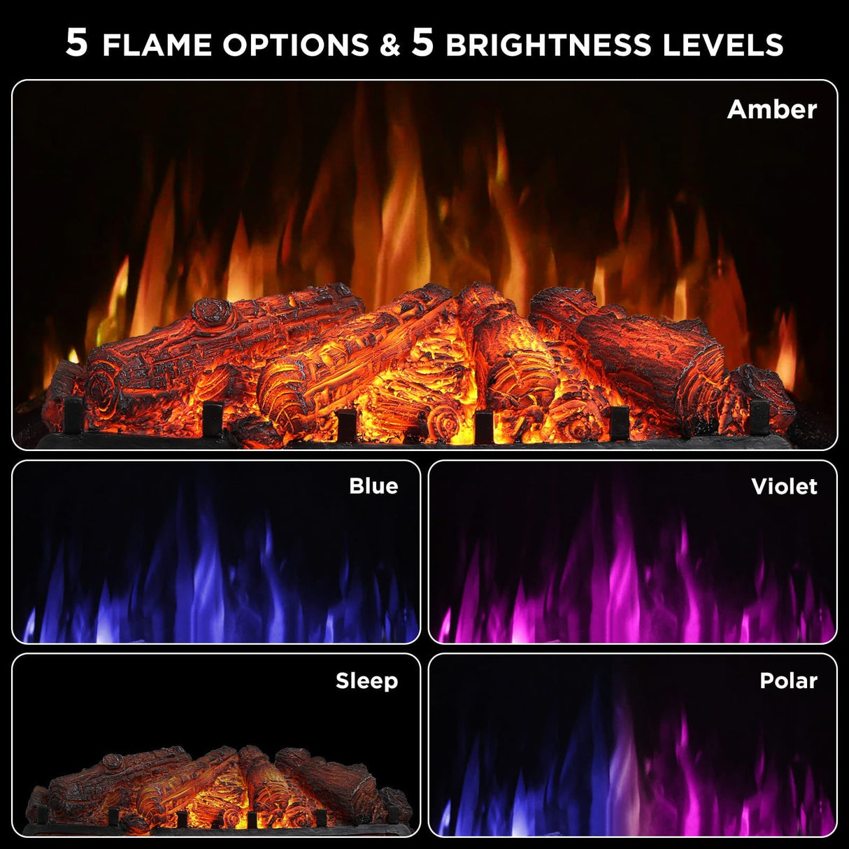 (Open Box) Eternal Flame EF26-PB Smart Electric Fireplace Logs, WiFi Enabled