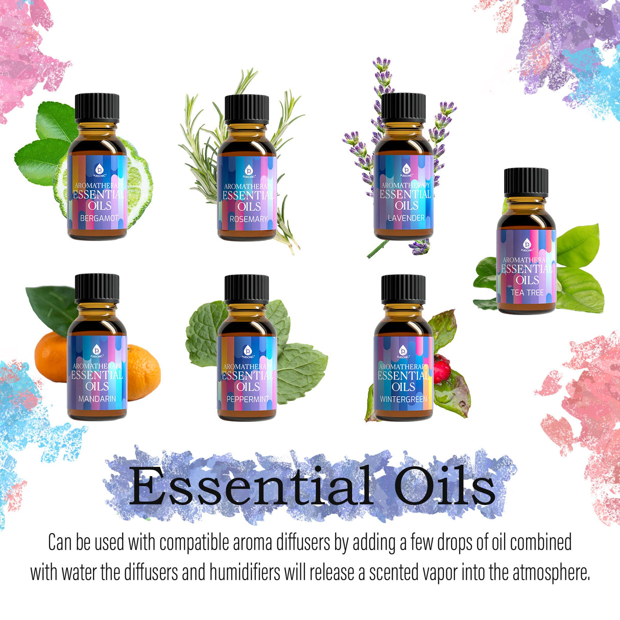 Himalayan Salt Diffuser & 14 Pack Essential Oils Set by Pursonic