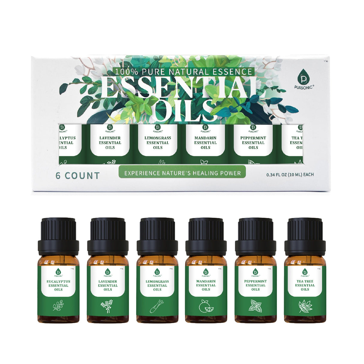 🌿 100% Pure Natural Essence Essential Oils Collection – Aromatherapy at Its Finest! 🌿 by Pursonic