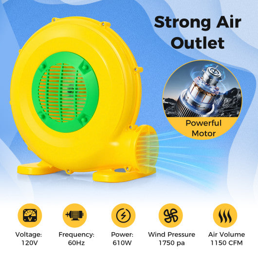 610W Bounce House Blower with Handle and Ground Stakes