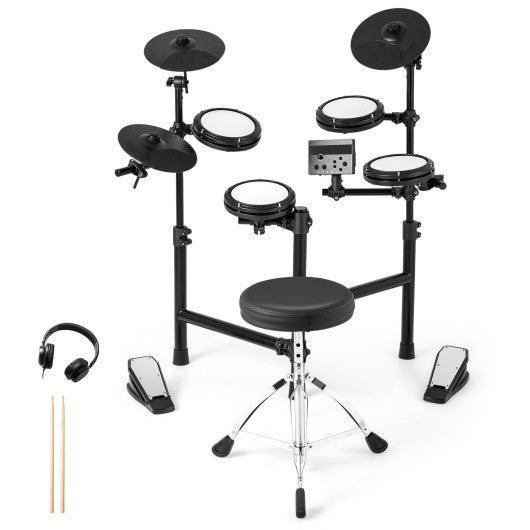 Electric Drum Set Foldable Drum Kit with 10 Demos and USB MIDI and 2 Drumsticks
