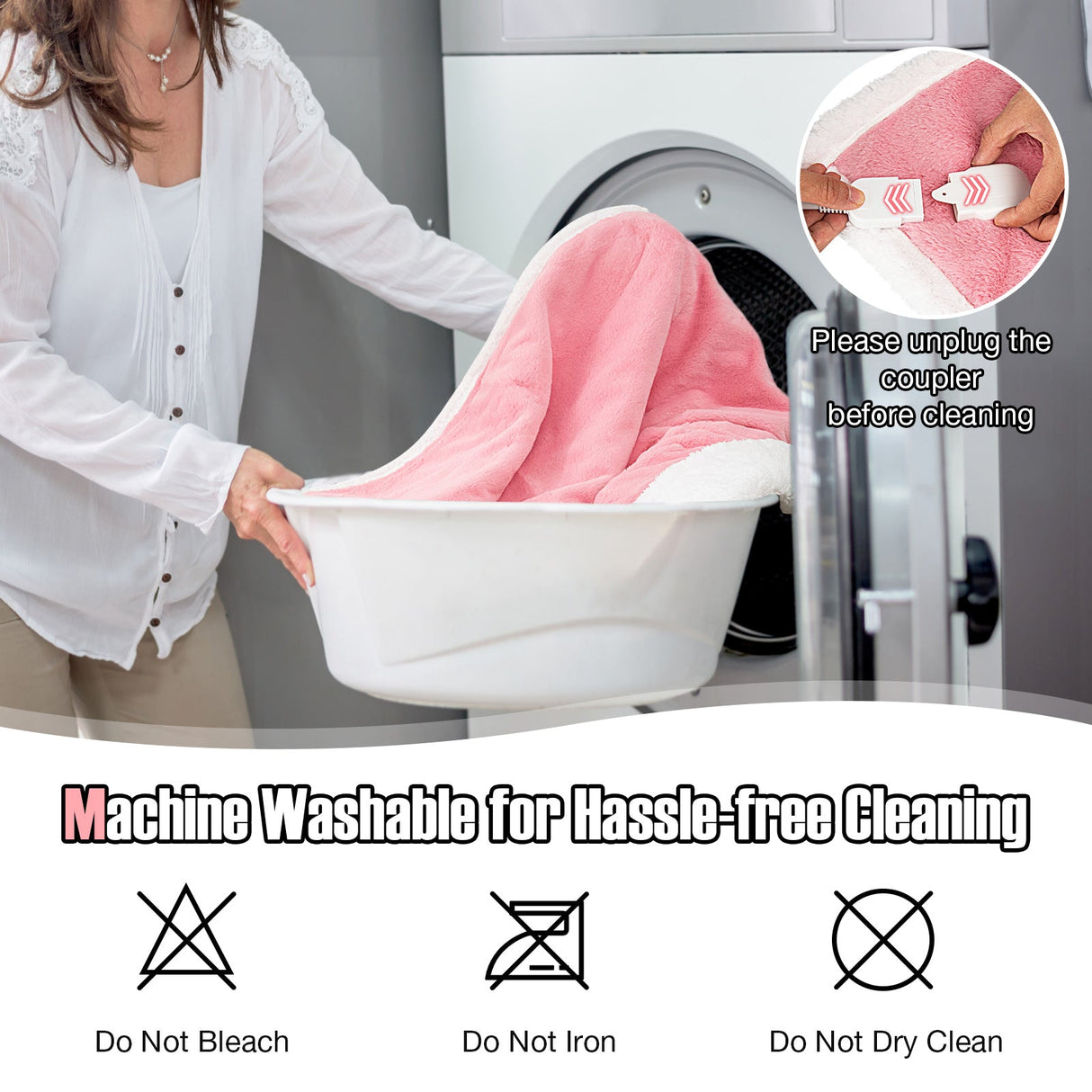 Electric Heated Blanket Throw with 10 Heat Settings-Pink by DirectDeals