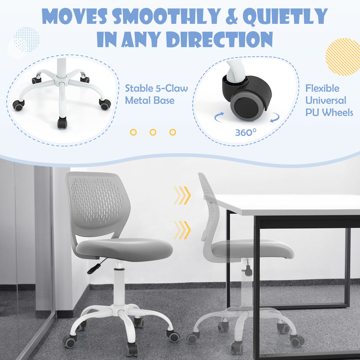 Ergonomic Children Study Chair with Adjustable Height-Gray