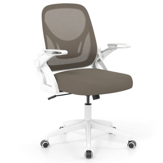 Ergonomic Computer Desk Chair with Lumbar Support and Flip-up Arms-Gray